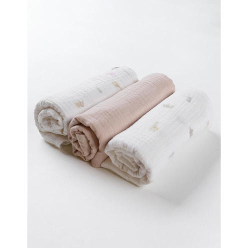 Mix & Match 3 langes 70x70 Mini animaux mousseline - NOUKIE 'S
