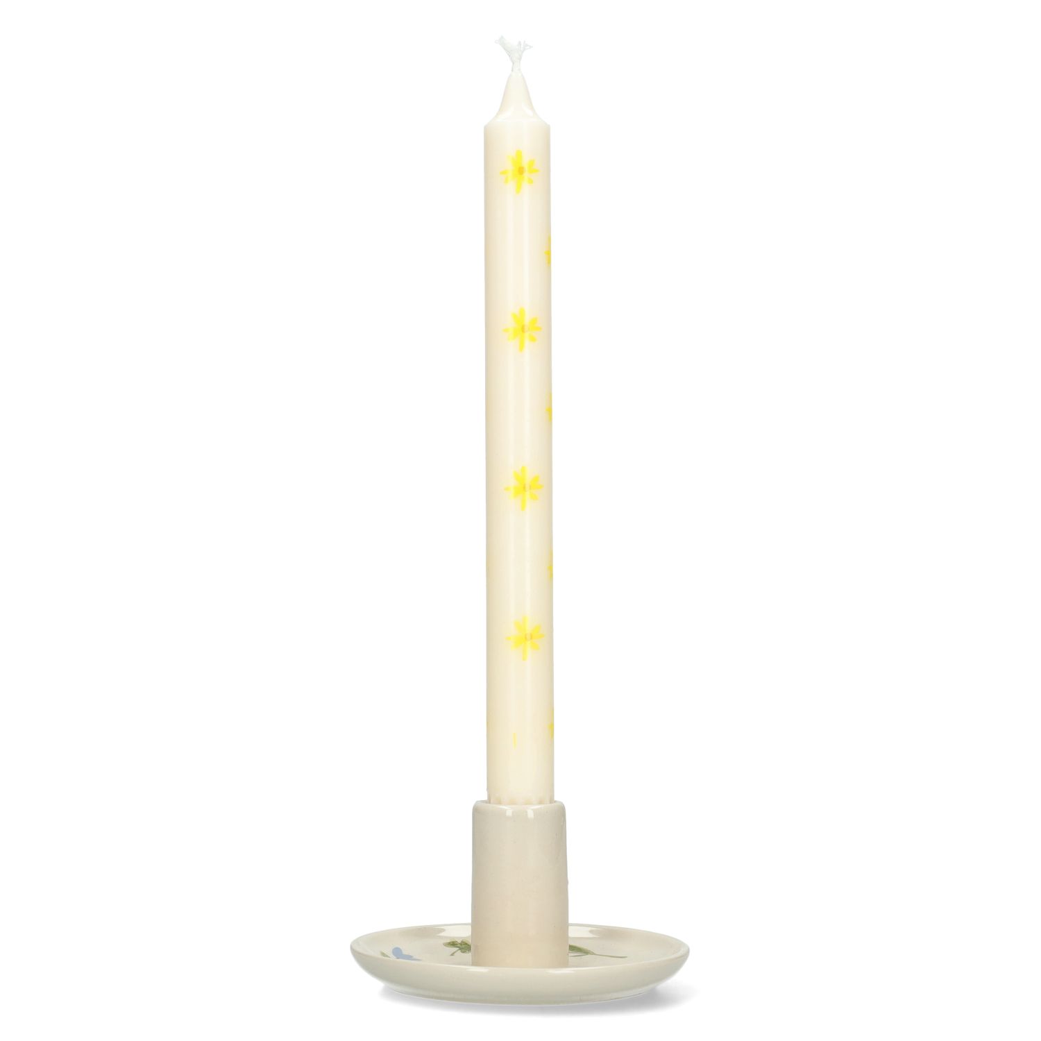 Dinerkaarsen, gele bloemen, 25 cm, 2 stuks