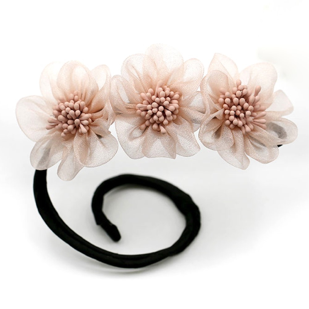 (33cm) Frisur Dutt Hilfe Styling Haargummi Bun Maker mit Blumen - Rosa