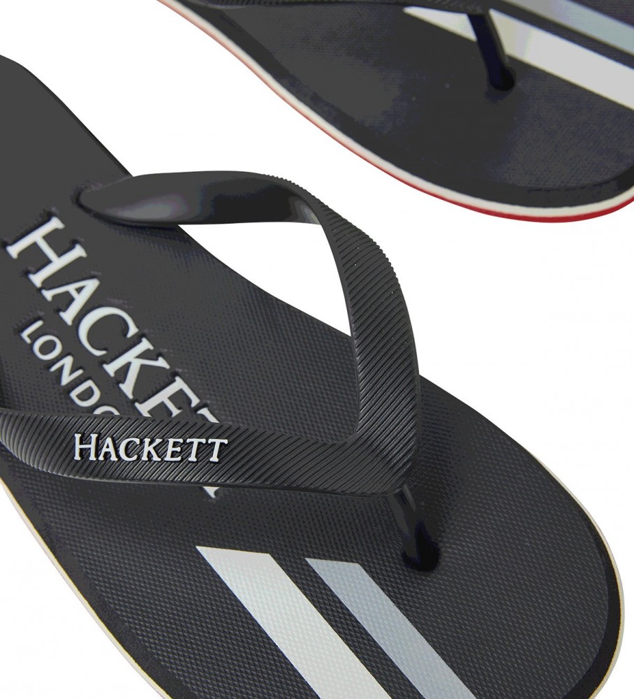 Chinelo Hackett com Listras e Logo Preto