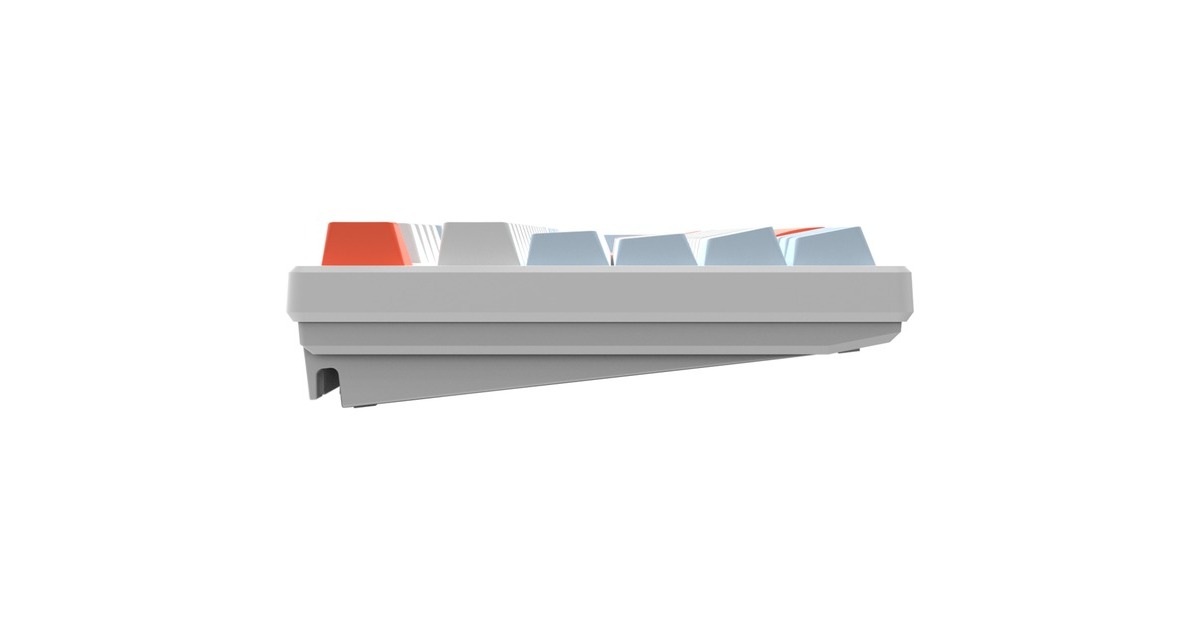 HelloGanssHS108T White Feather, toetsenbord  (Wit/lichtblauw, US lay-out, Gateron Yellow, RGB leds, PBT Doubleshot keycaps, hot swap, 2,4 GHz / Bluetooth / USB-C)