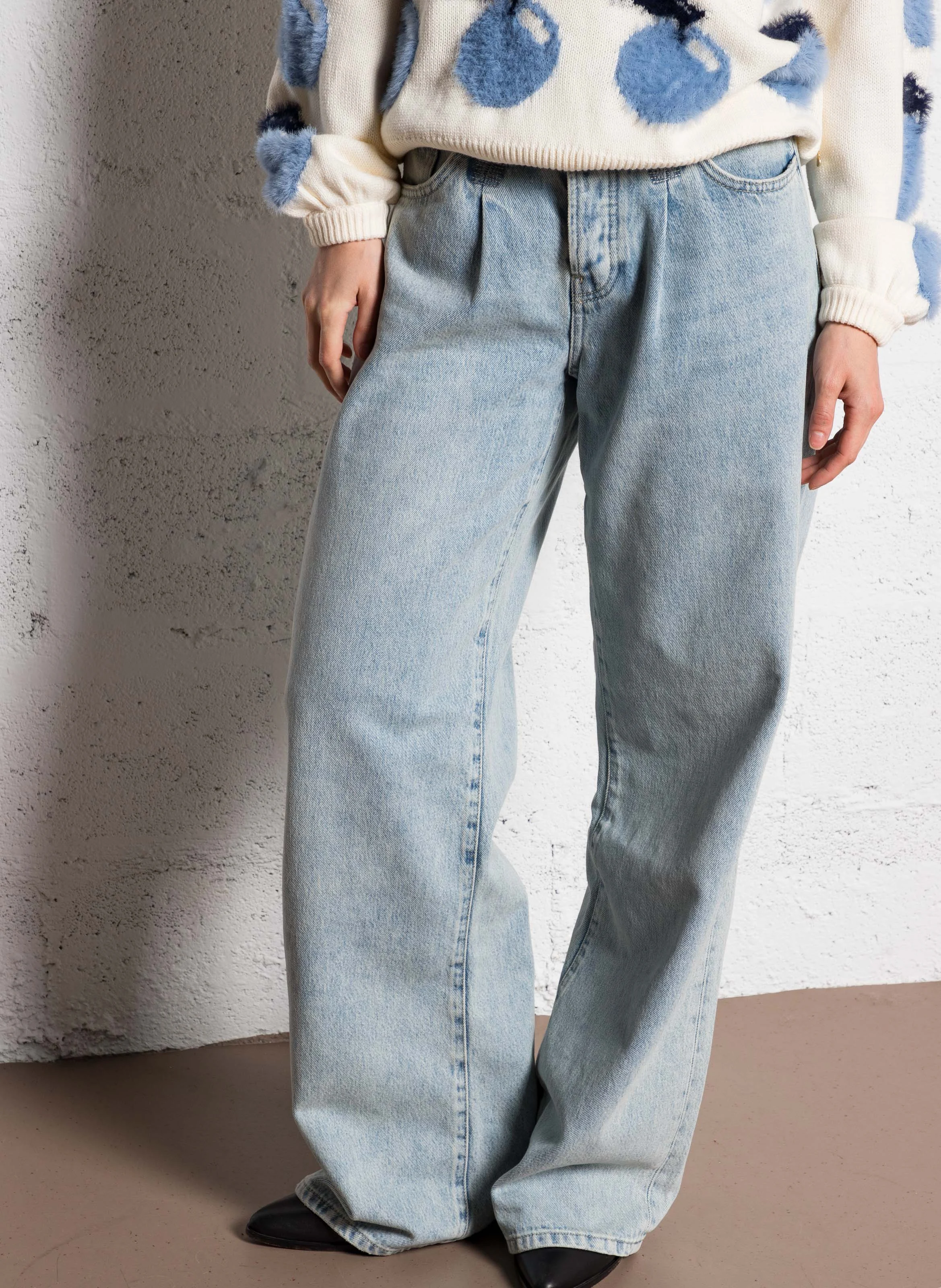 LUCY - Jean bootcut en coton mélangé | Bleu