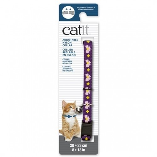 Coleira ajustável para gatos com sino, roxa/rosa