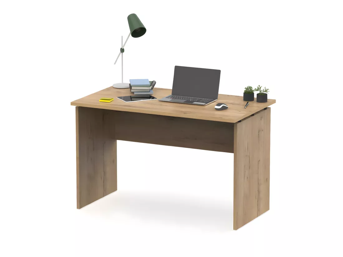 Table de bureau, meuble du bureau coloris chêne doré - L. 120 x L. 68 x H. 76 cm
