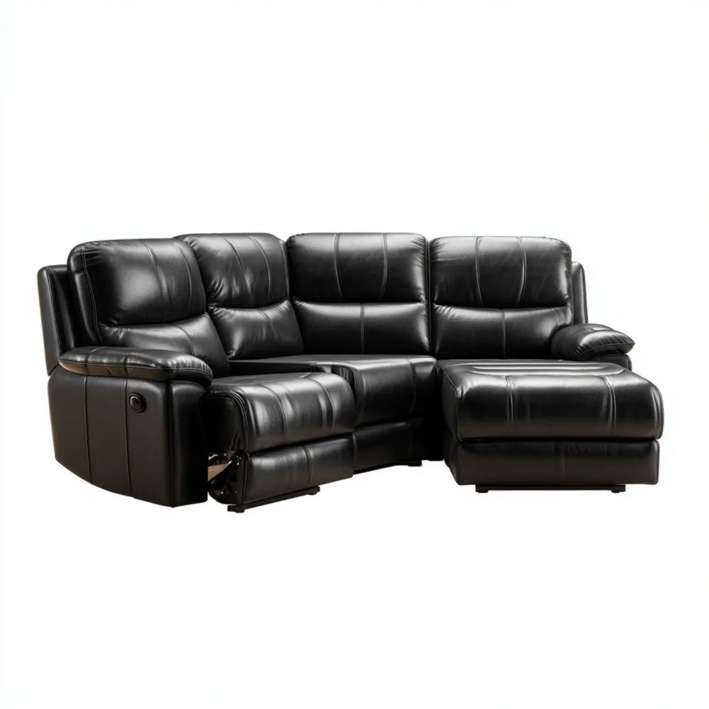 Ecksofa Ledermaterial 270x200x90 cm – Schwarz – Modernes Design