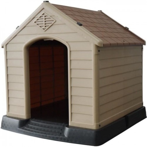 Casinha de cachorro de plástico bege e marrom da Cstore Poil & Plumes