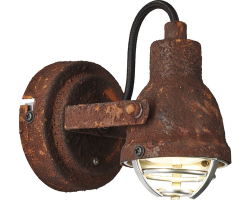 Wandspot, 1-lichts, H 13,5 cm, roestkleurig/zwart