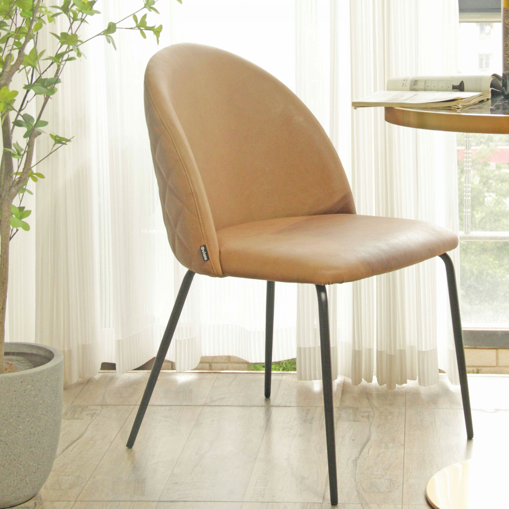 Lot de 4 chaises en textile enduit marron clair