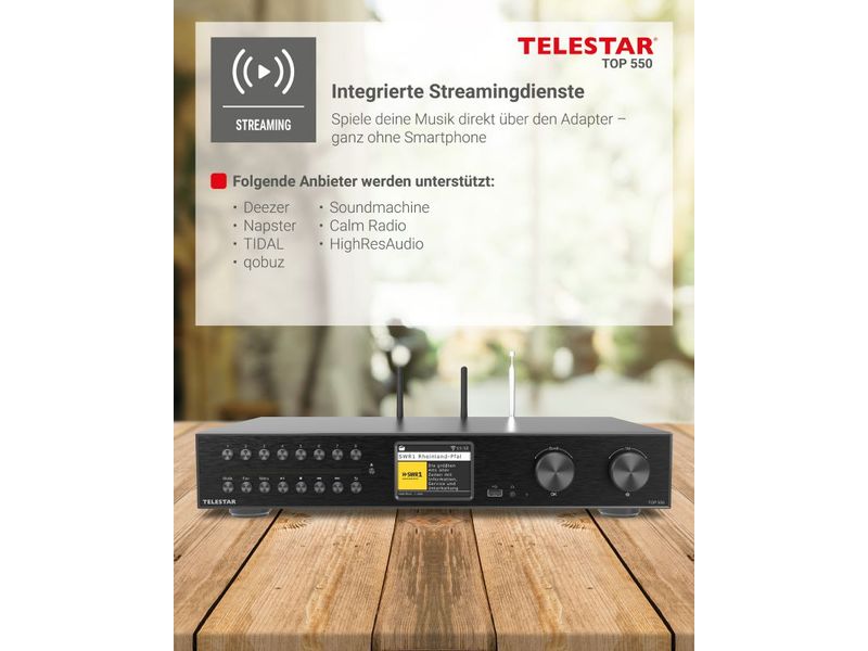Telestar Netzwerk-Audioplayer TOP 550 Schwarz All-In-One-HiFi-System mit DAB /FM, Internetradio und CD-Player