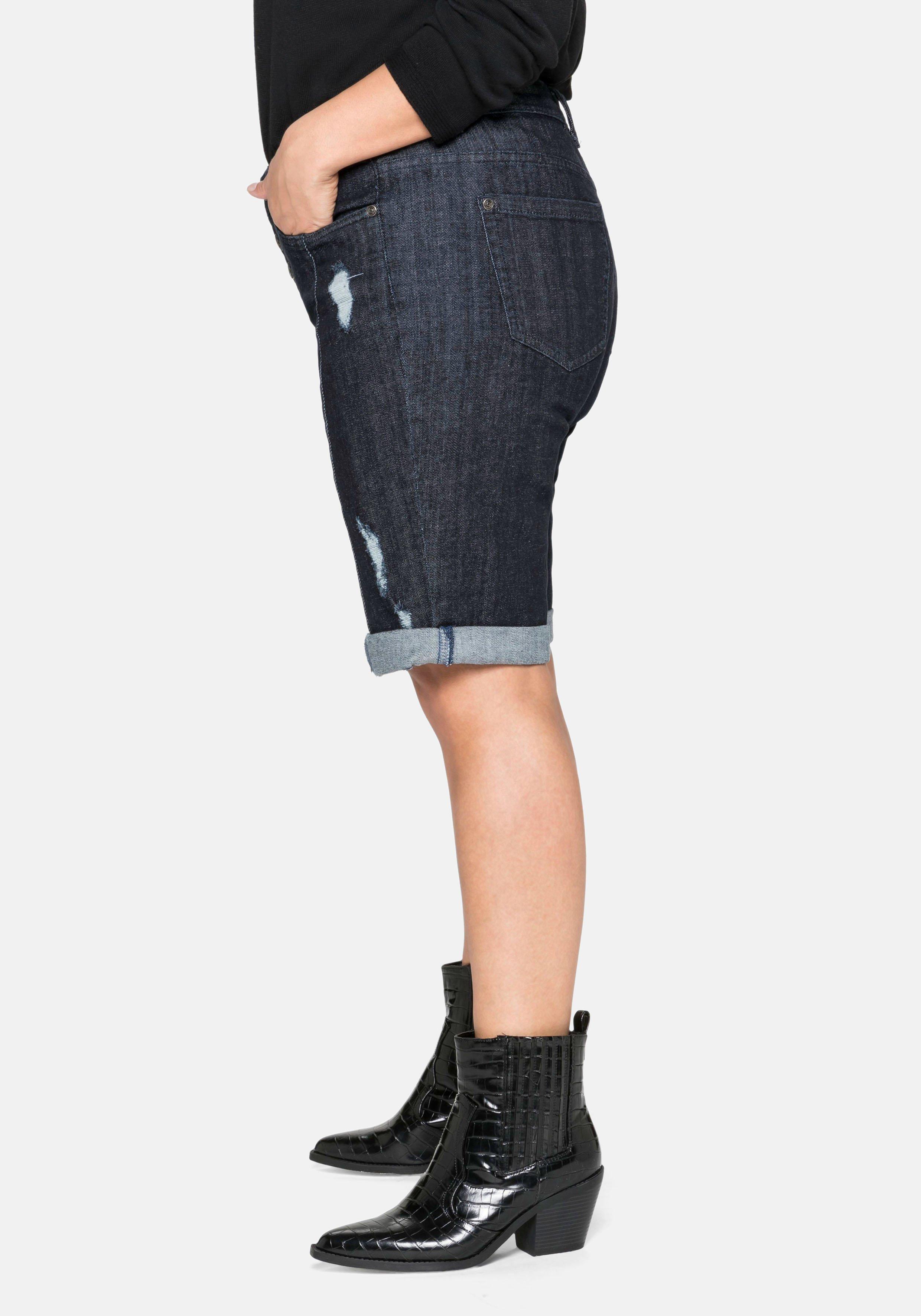 Jeansbermudas im Used-Look
