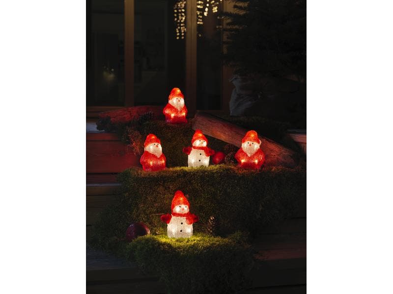 Konstsmide LED-Figur Acryl Schneemänner & Santas, 5er Set Weihnachtsfigur