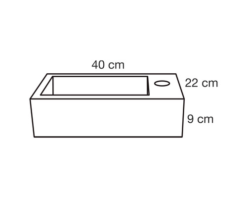 Verschil Handwasbak Hura L 40 x 22 cm Basaltsteen