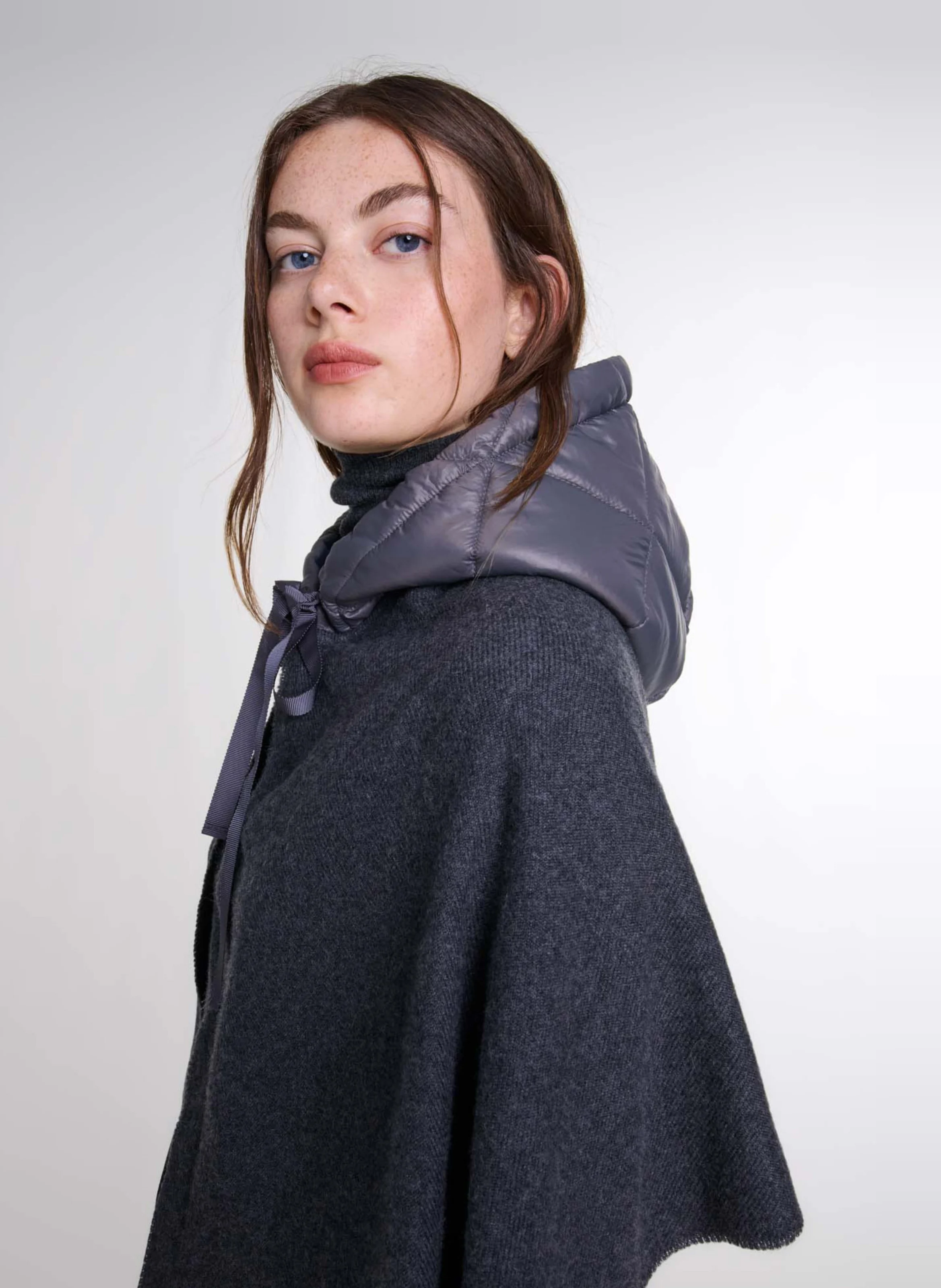 Echarpe à capuche en laine | Gris