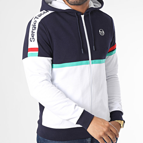 Sweat Zippé Capuche Jura 39969 Blanc Bleu Marine