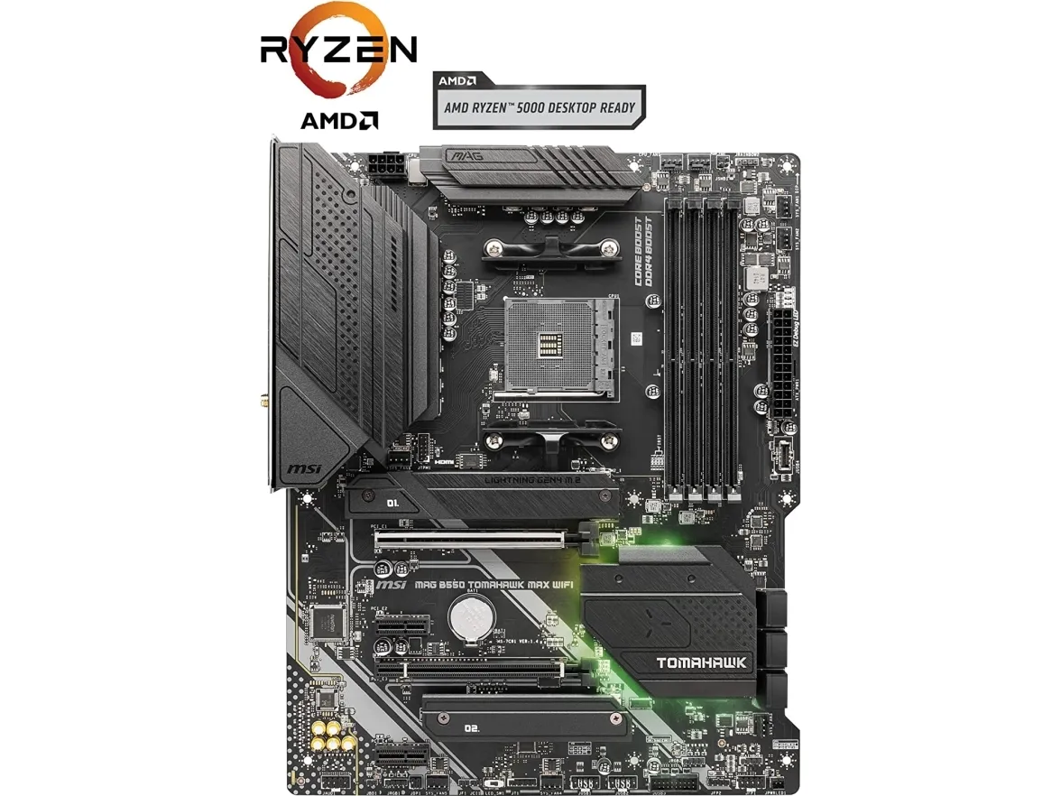 MSI MAG B550 TOMAHAWK MAX WIFI - Bundkort - ATX - Socket AM4 - AMD B550 Chipset - USB 3.2 Gen 1, USB 3.2 Gen 2, USB-C 3.2 Gen2, USB-C 3.2 Gen 1 - 2.5 Gigabit LAN, Wi-Fi 6, Bluetooth - onboard grafik (CPU påkrævet) - HD Audio (8-kanaler)