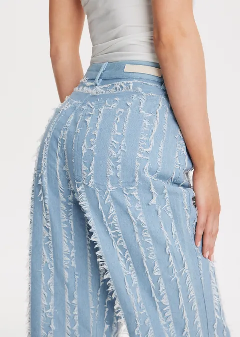 Straight jeans met franjes blauw (BLW.USM)