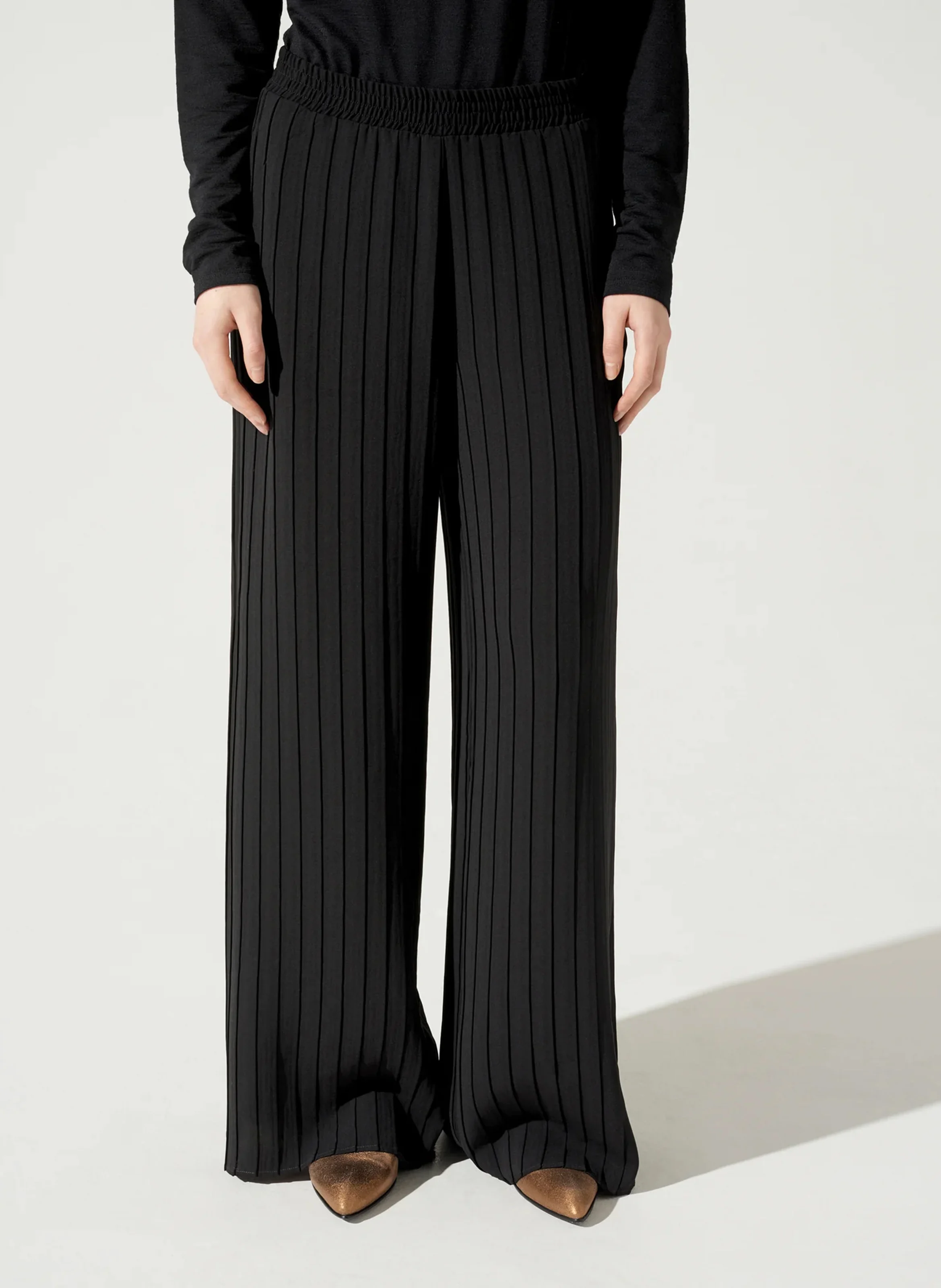 Pantalon large plissé | Noir