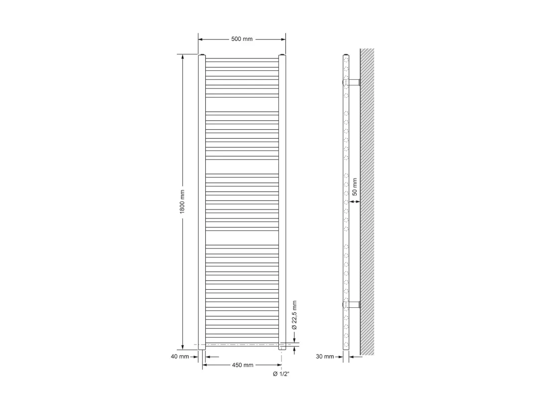 Radiateur de salle de bain Sahara Raccord latéral sèche-serviettes Anthracite 50x180 cm