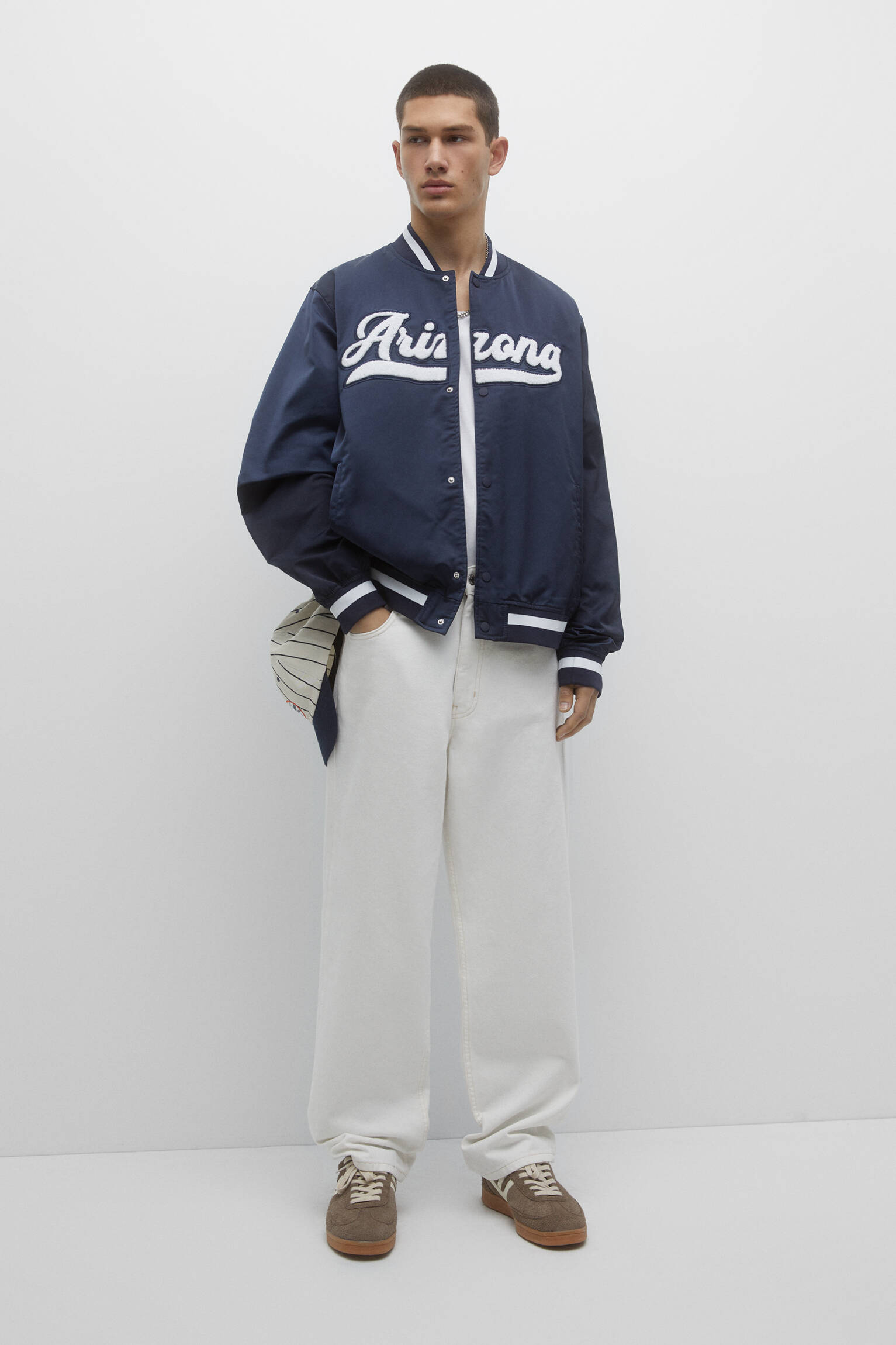 JAQUETA BOMBER DE BASEBOL - AZUL