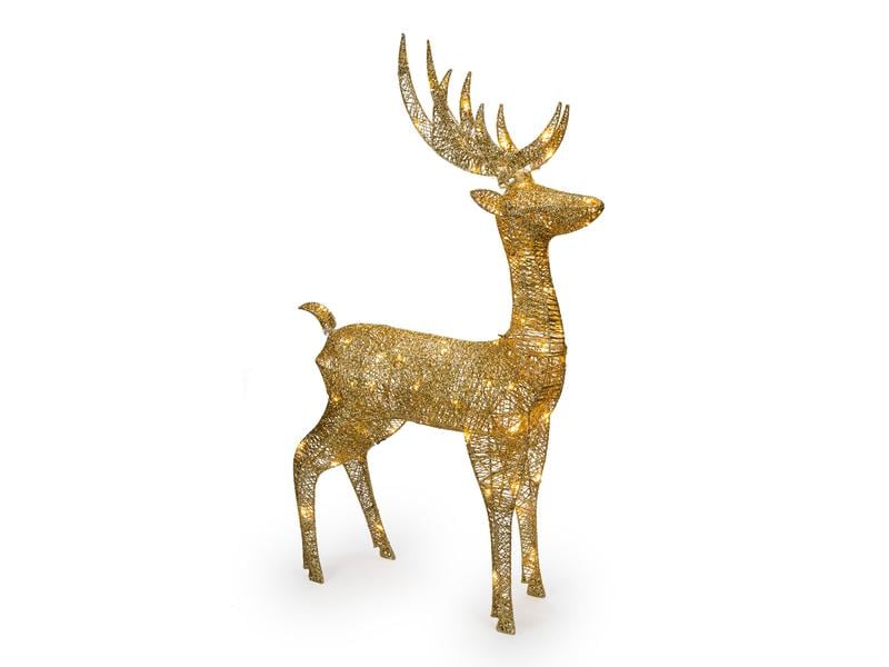 STT LED-Figur Rentier Floki, 64 cm, Gold LED Weihnachtsdekoration