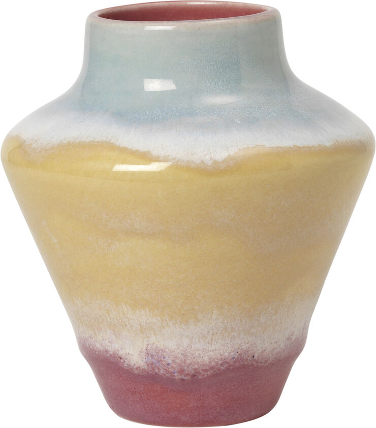 Kähler Poppery Vase H12 cm pink/mint/gul Lyserød