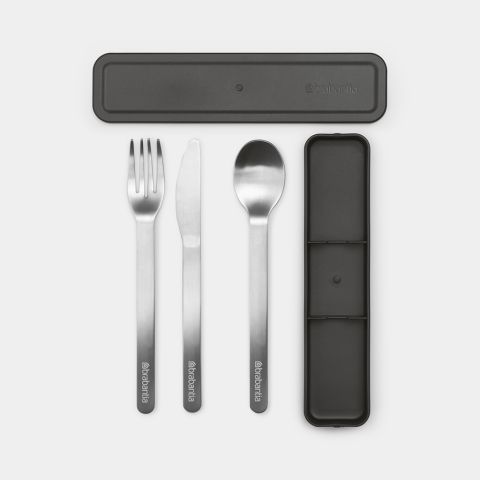 Make & Take Bestekset, 3-delig (mes, vork en lepel) - Dark Grey