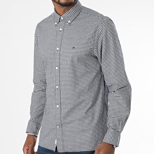 Chemise Manches Longues Oxford Gingham Noir Blanc