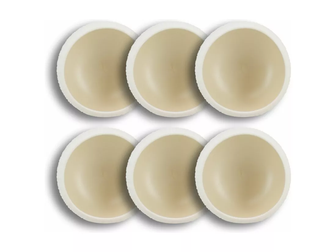 Ogo Living - Lot 6 Bols Urus 10cm En Porcelaine Beige Et Blanc