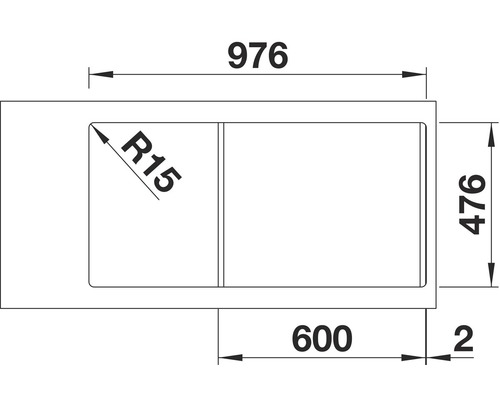 Blanco LANTOS XL 6 S-IF spoelbak, 1000 x 500 mm, roestvrij staal, geborstelde afwerking, 519709