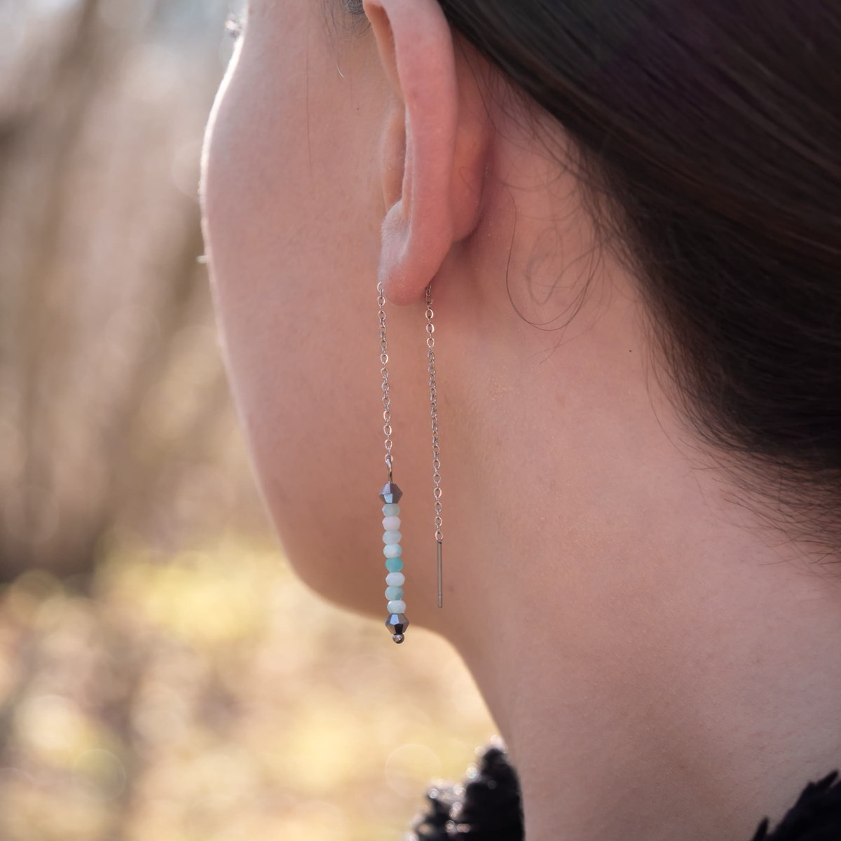 Boucles d'oreilles pendantes Lumia en pierres Amazonite