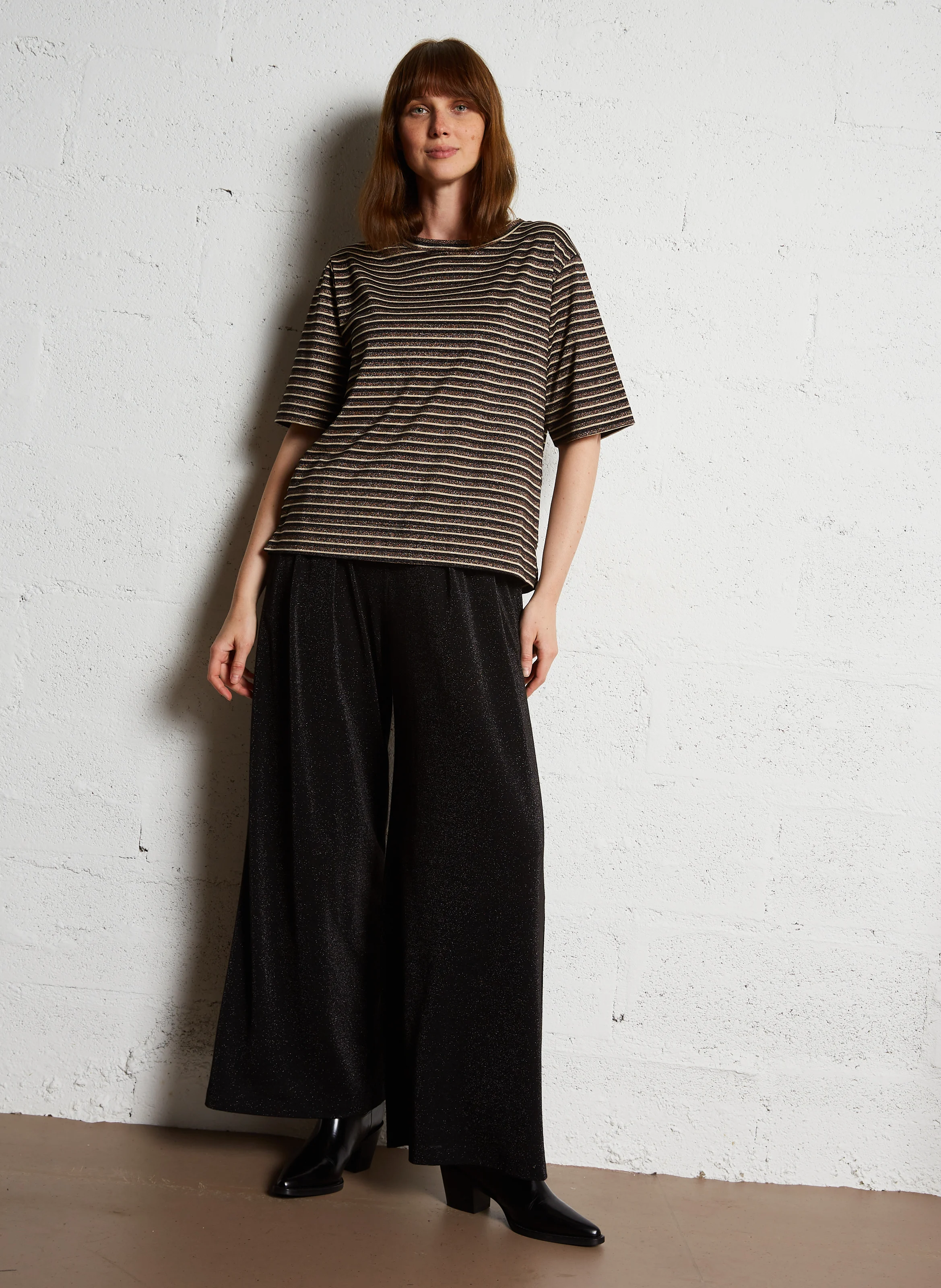 IORA - Tee-shirt col rond pailleté | Rayé