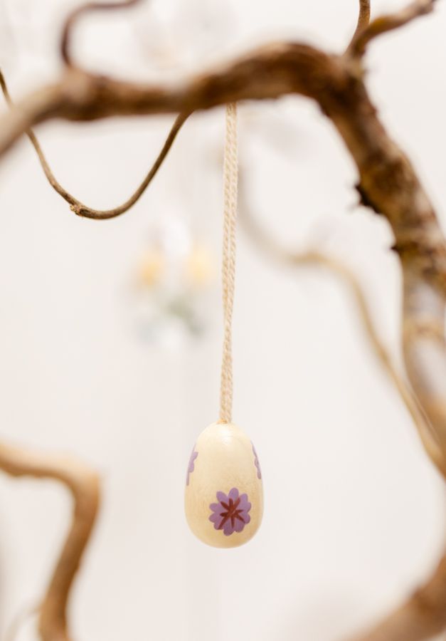 Eitjes met bloemen, hout, 4 stuks
