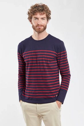 Armor-Lux Port-Louis T-Shirt Strepen Donkerblauw Rood 76497-455 kopen