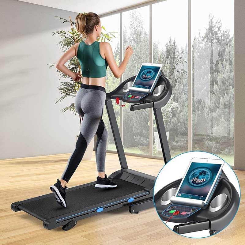 Esteira dobrável de 2,25 HP para casa/academia, máquina de exercícios elétrica portátil motorizada para corrida e caminhada com visor LCD Blue-Ray