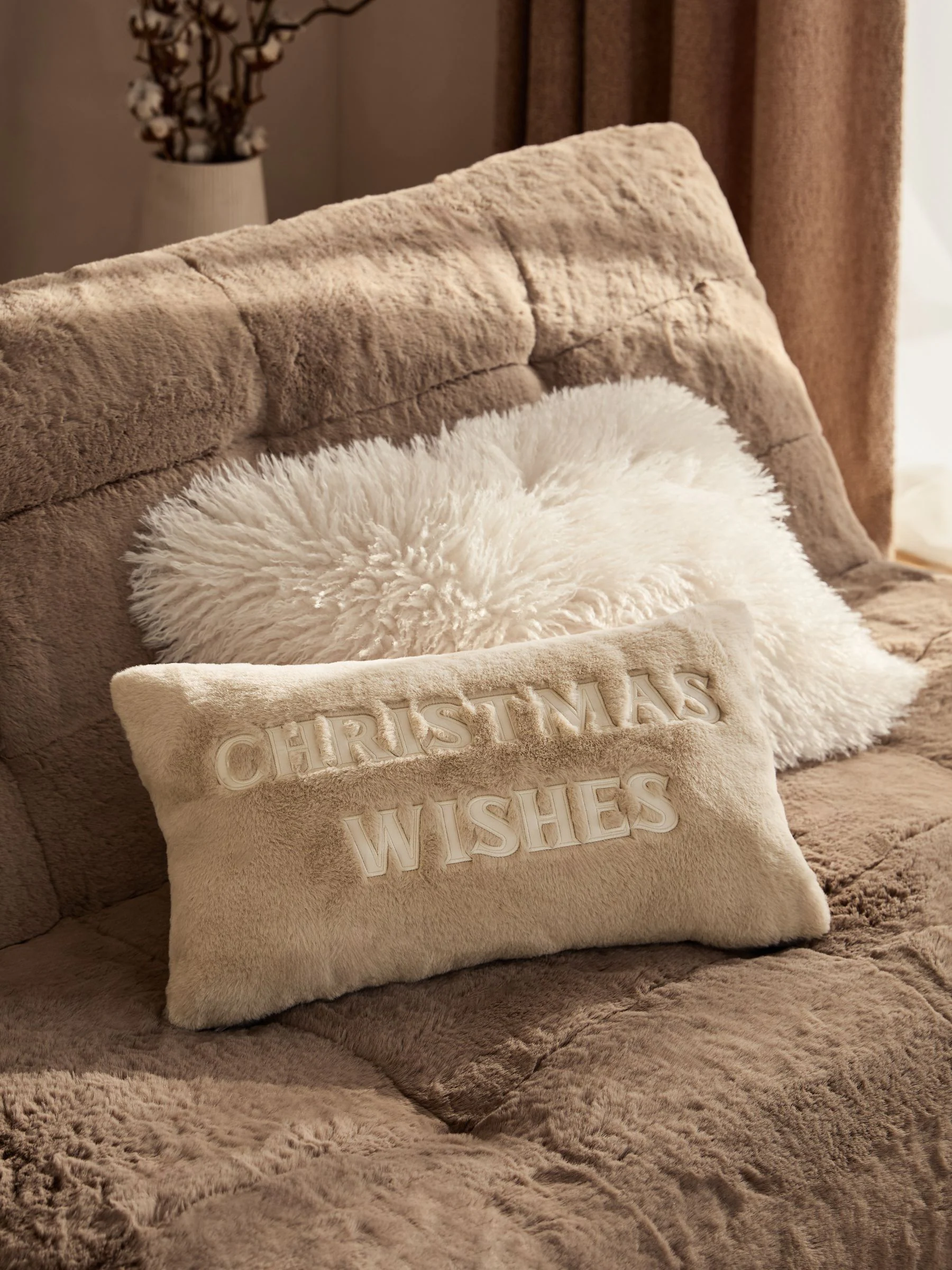 50 x 30cm Kerstmis Wensen Kussentje van imitatiebont