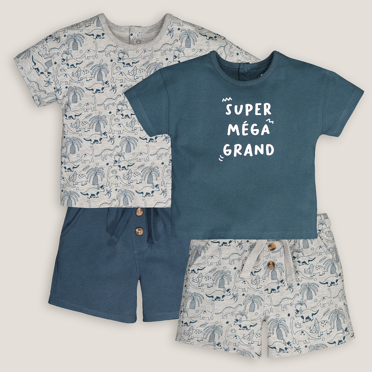 COLEÇÃO LA REDOUTE<br>Conjunto com 2 roupas, 2 camisetas e shorts
