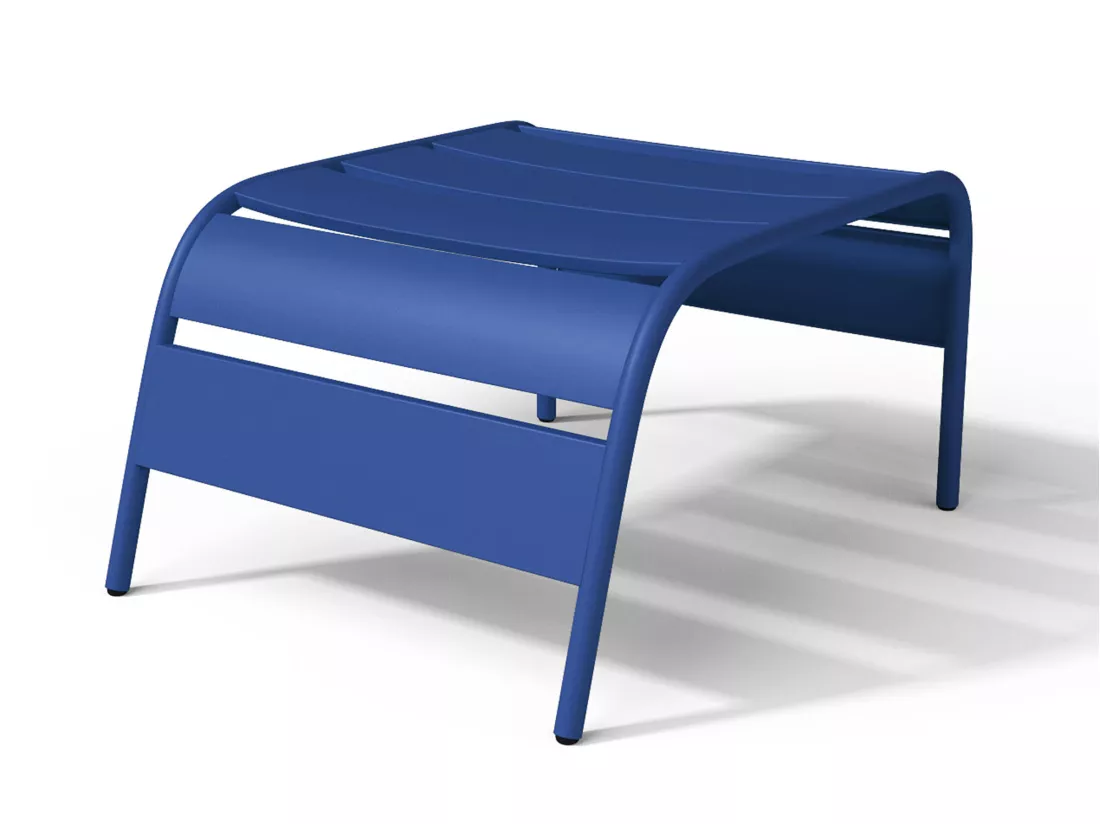 Fauteuil bas de jardin empilable + repose pied en métal - Bleu nuit - MIRMANDE de MYLIA