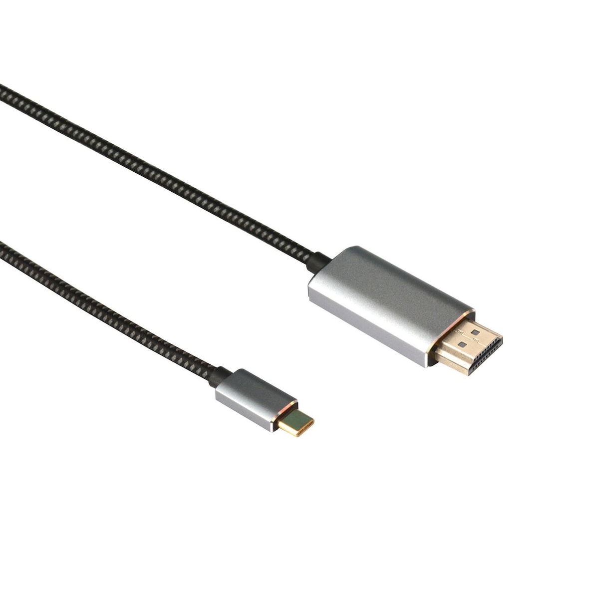 NÖRDIC 2M USBC til HDMI 4K 60Hz Nylon Flettet Kabel Space Gråstøtte for HDCP1.4 og 2.2 Pure Copper 99,99%