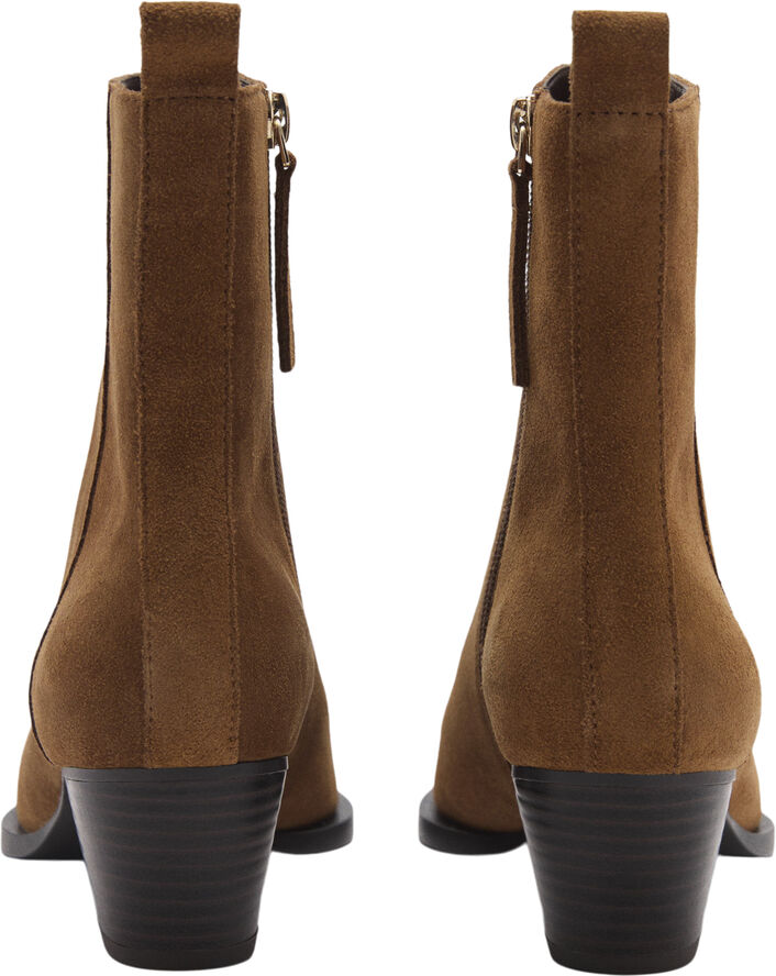 MANGO Heel suede ankle boot Medium brown