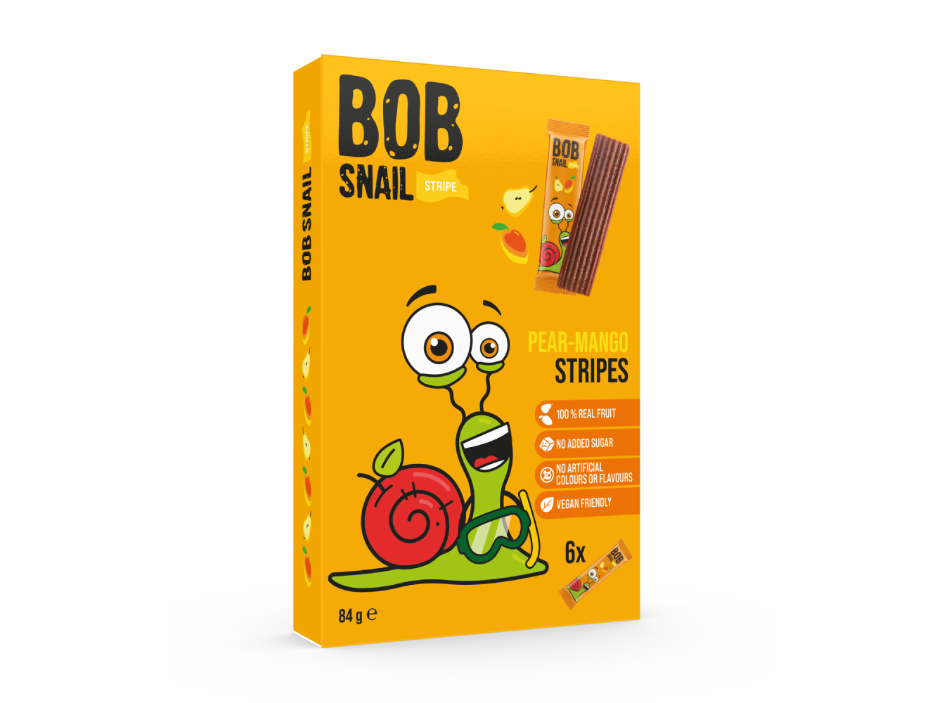TIRAS DE FRUTA BOB SNAIL PERA E MANGA 84 G