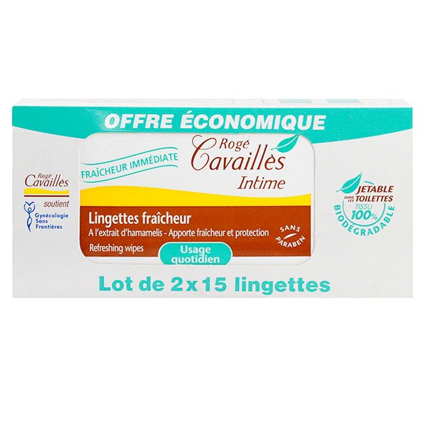 Lingettes intimes fraîcheur 2x15