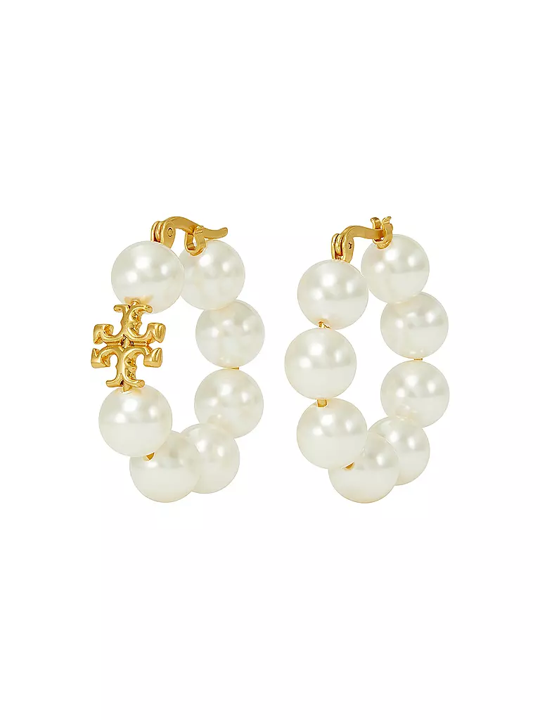 TORY BURCH Ohrringe KIRA PEARL HOOP gold