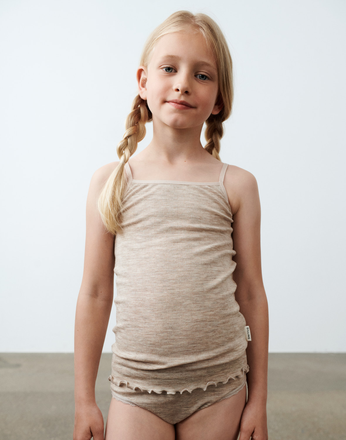 Pointelle spagettitop van merinowol/zijde voor kinderen