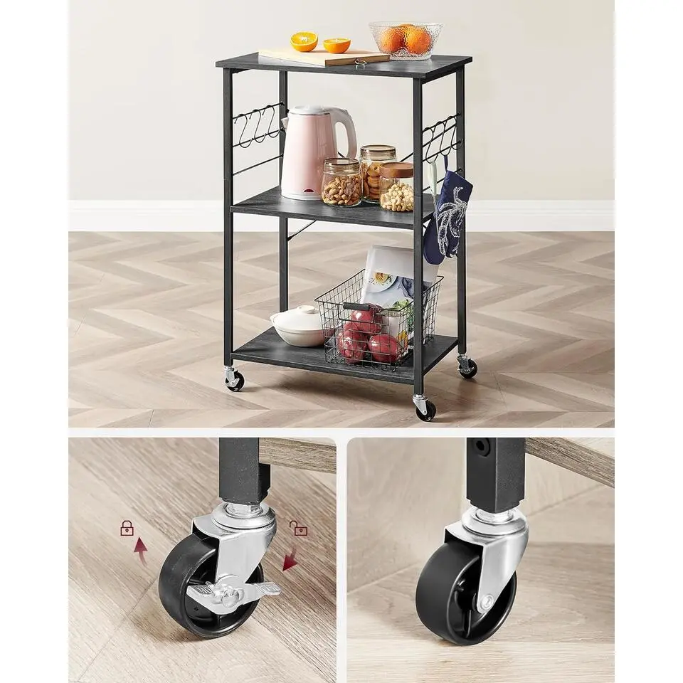 Keukentrolley - Serveerwagen - Keukentrolley op Wieltjes - 89 x 60 x 40 - Zwart