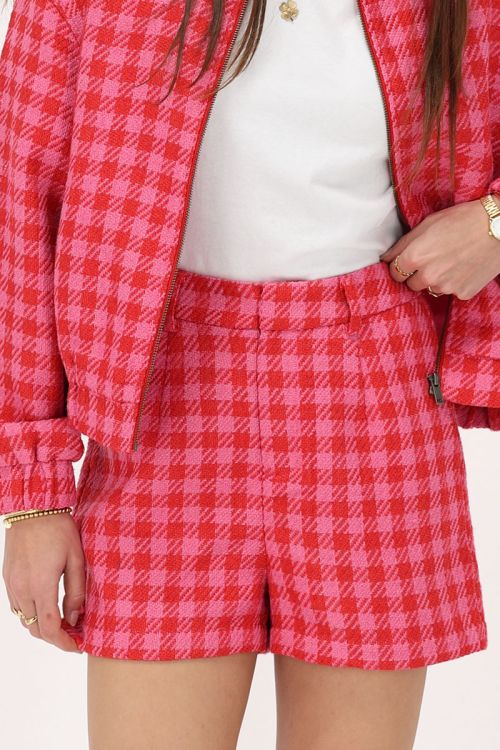 Rood & roze short met ruitjes