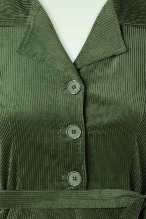 Very Cherry Midi Revers jurk in corduroy groen