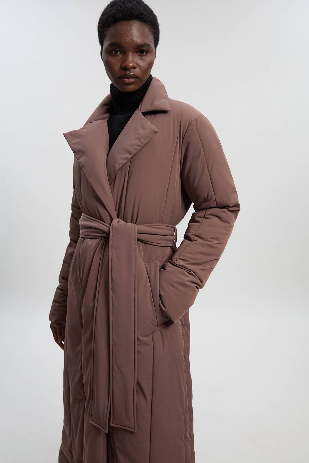 KarenMillen Manteau Mi-Long Matelassé Ceinturé Ésynthétiqueré