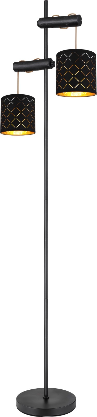 Standleuchte - schwarz-gold - Metall - 150 cm hoch