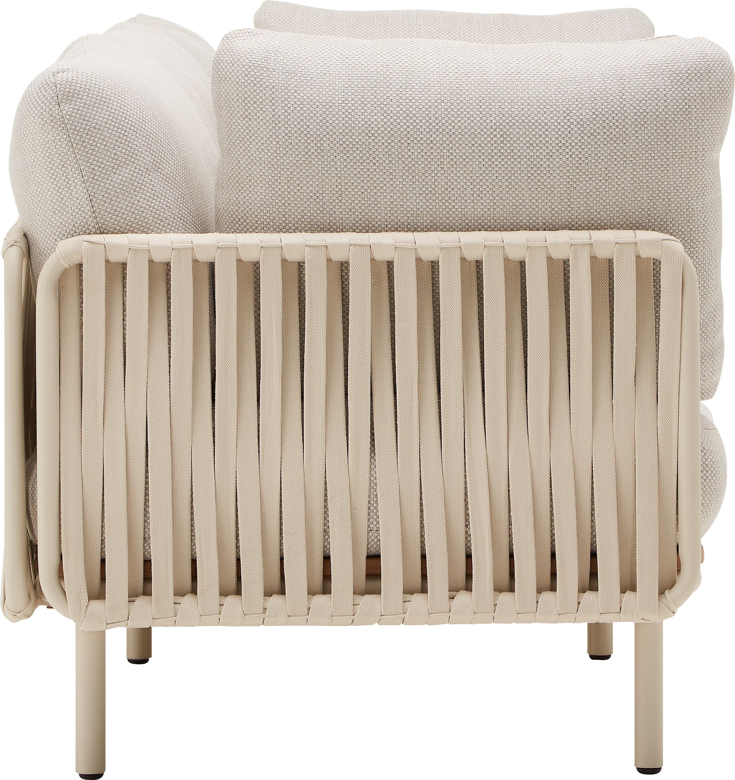 NIHOA Lounge_3er Sofa_Akazie_FSC sand - Hellgrau / B: 234.0 cm x T: 81.0 cm x H: 18.0 cm