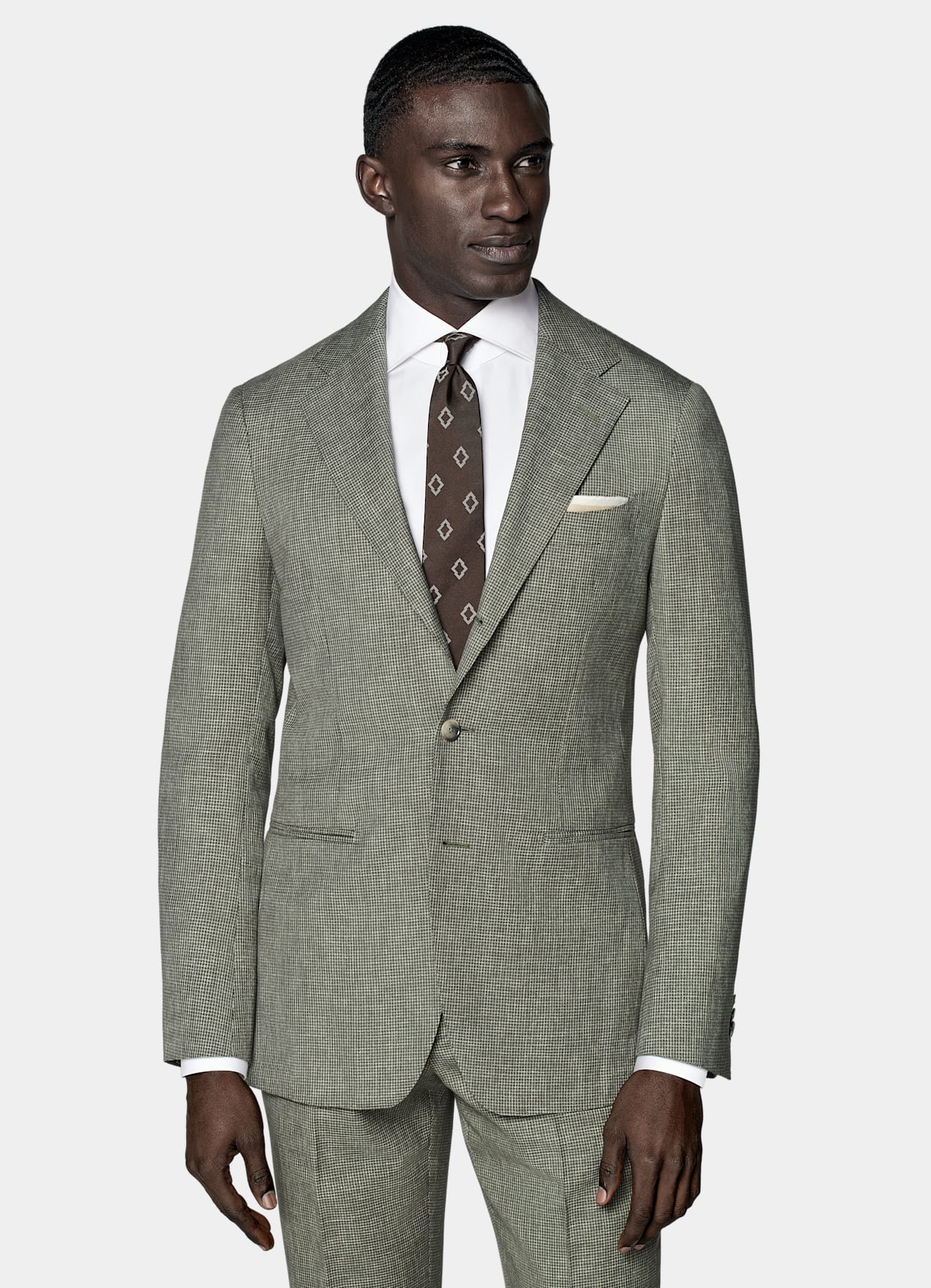 Costume Perennial Havana coupe Tailored vert moyen pied-de-poule